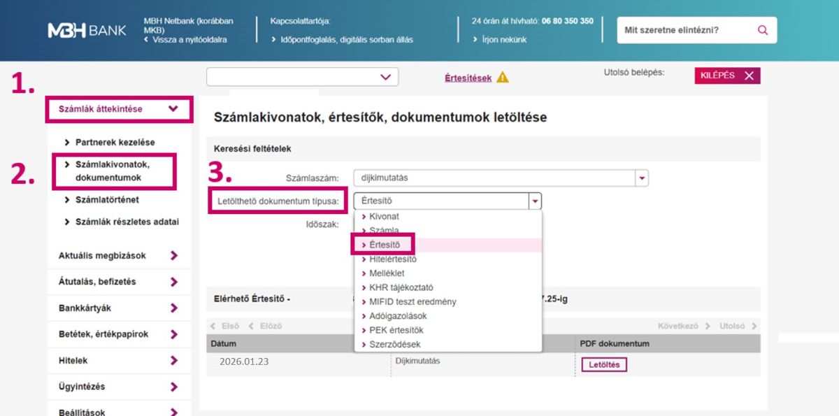 MBH Bank - korábban MKB Bank - Netbank — képernyőkép