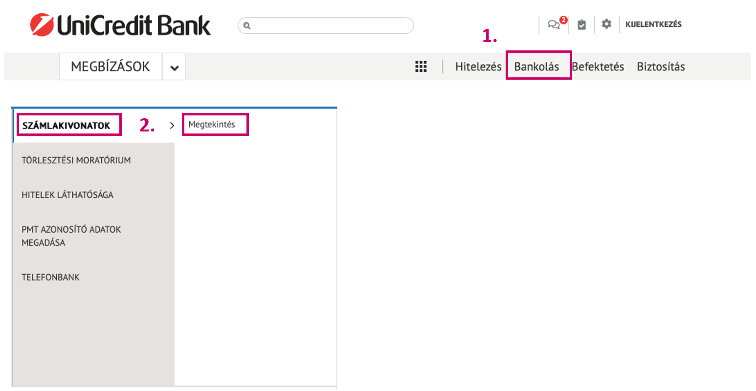 UniCredit Bank - Netbank — képernyőkép
